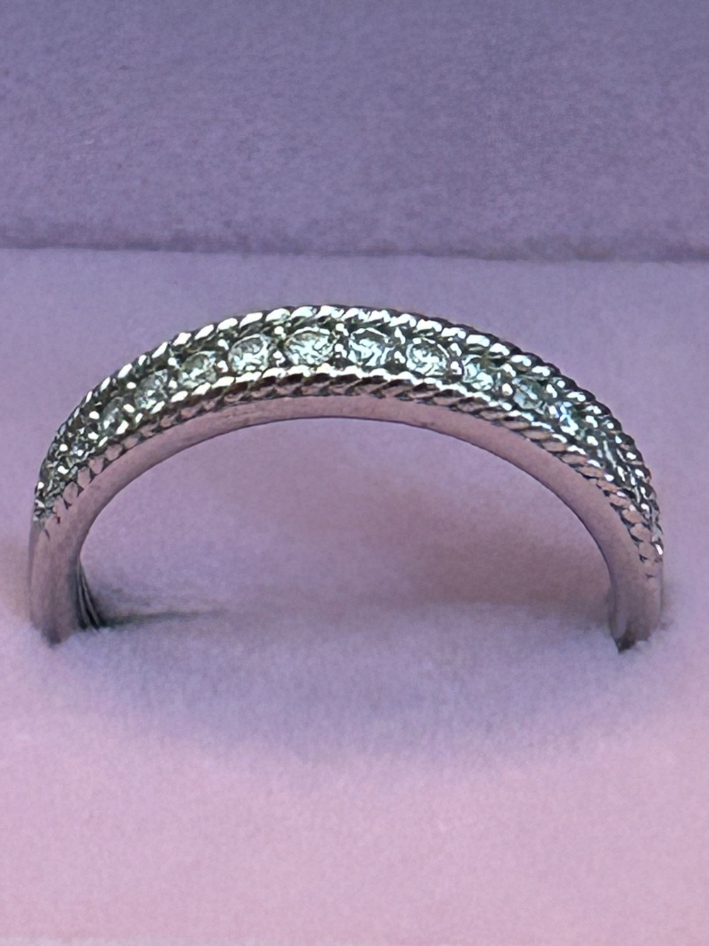 0.33CTW Lab-Grown White Diamond Band Ring Rhodium over 925 Sterling Silver Sz9 - Picture 2 of 10